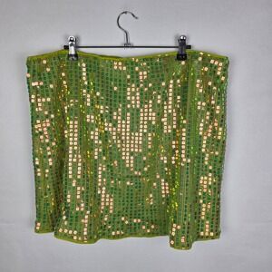 SHEIN Curve Green Sequin Micro Mini Skirt Lime Crochet Party Festival 3XL NEW